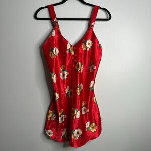 Morgan Taylor Intimates vintage button‎ front floral tank mini slip dress